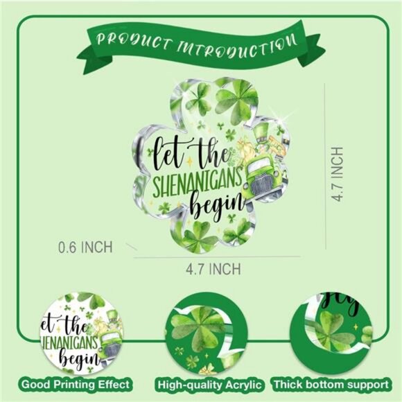 St Patricks Day Decorations, Irish Four Leaf Clover Decorations Gifts - Picture 3 of 7